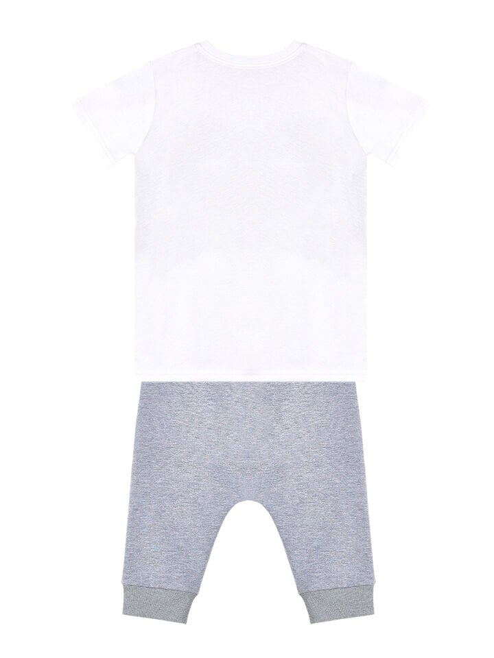 Yarışçı Erkek Çocuk T-shirt Kapri Şort Takım 4 Y - Beyaz, Gri