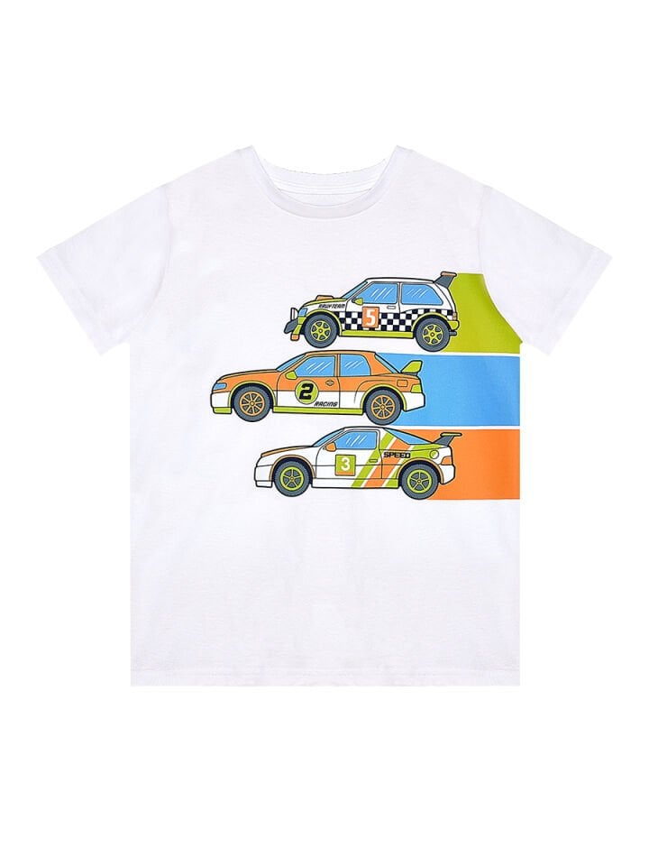 Yarışçı Erkek Çocuk T-shirt Kapri Şort Takım 4 Y - Beyaz, Gri