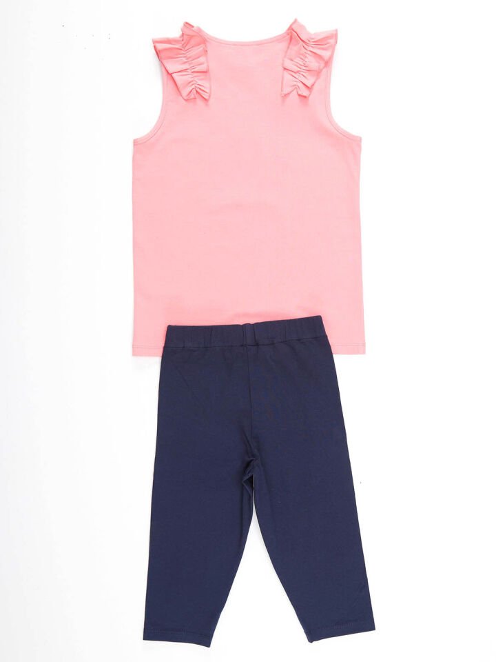 Kedicik Kız Çocuk T-shirt Tayt Takım 3 Y - Pembe, Lacivert