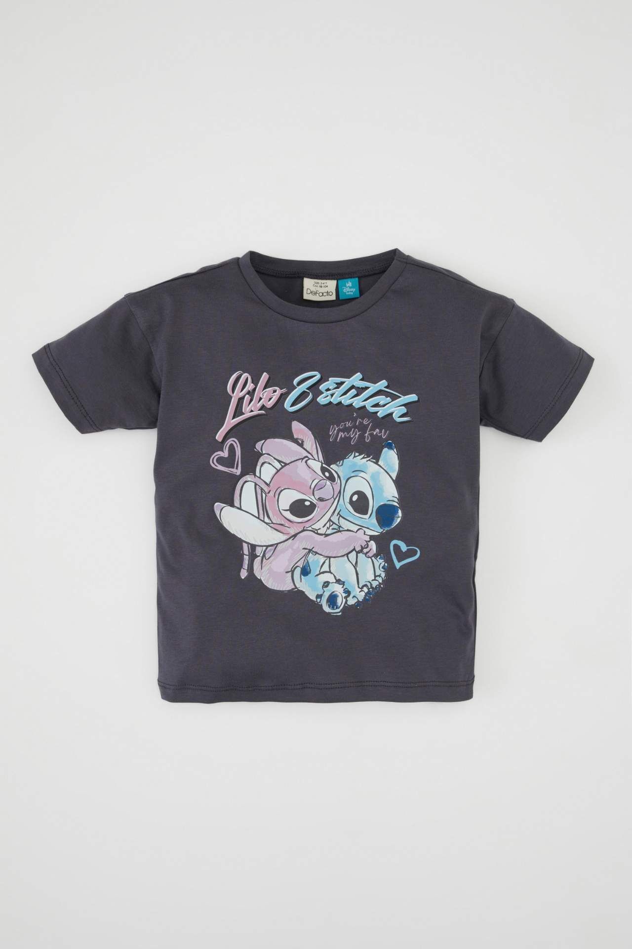 Kız Bebek Disney Lilo & Stitch Bisiklet Yaka Kısa Kollu Tişört