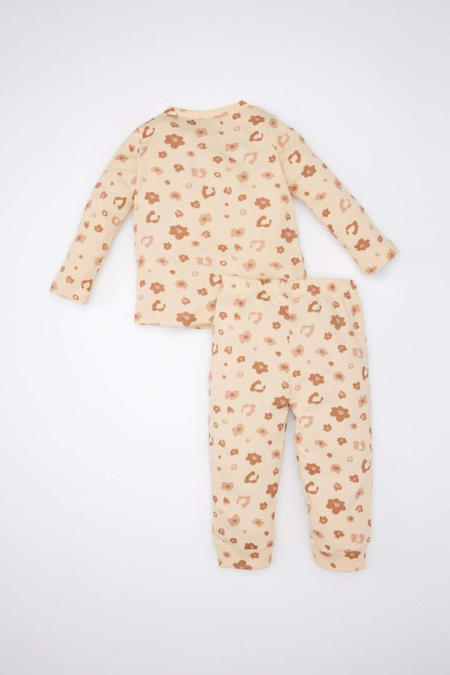 Kız Bebek Pijama Takımı Leopar Desenli Uzun Kollu Üst Uzun Alt