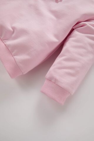 Kız Bebek 2'li Takım Bisiklet Yaka Çiçek Baskılı Sweatshirt Beli Lastikli Eşofman Altı