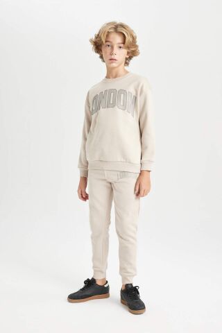 Erkek Çocuk Oversize Geniş Kalıp Bisiklet Yaka Kalın Okul Sweatshirt