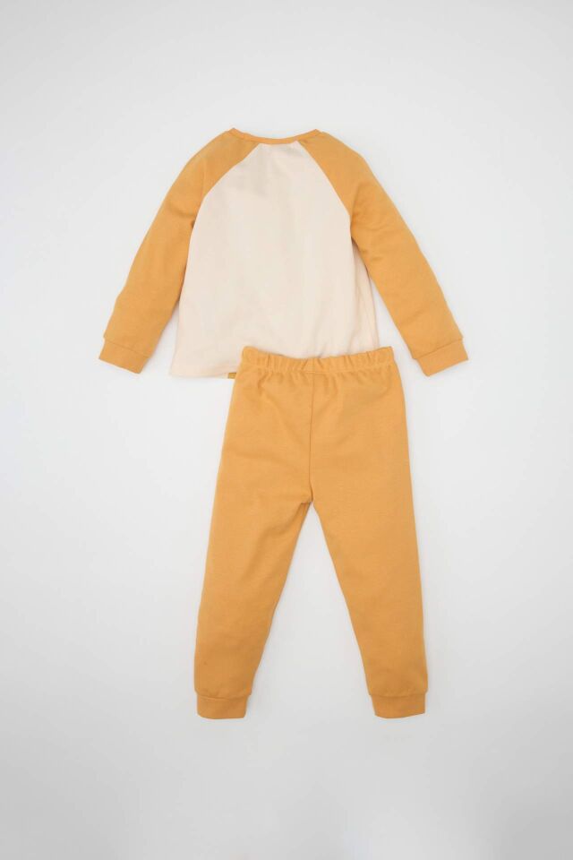 Erkek Bebek Pijama Takım Bisiklet Yaka Baskılı Uzun Kollu Üst Beli Lastikli Alt