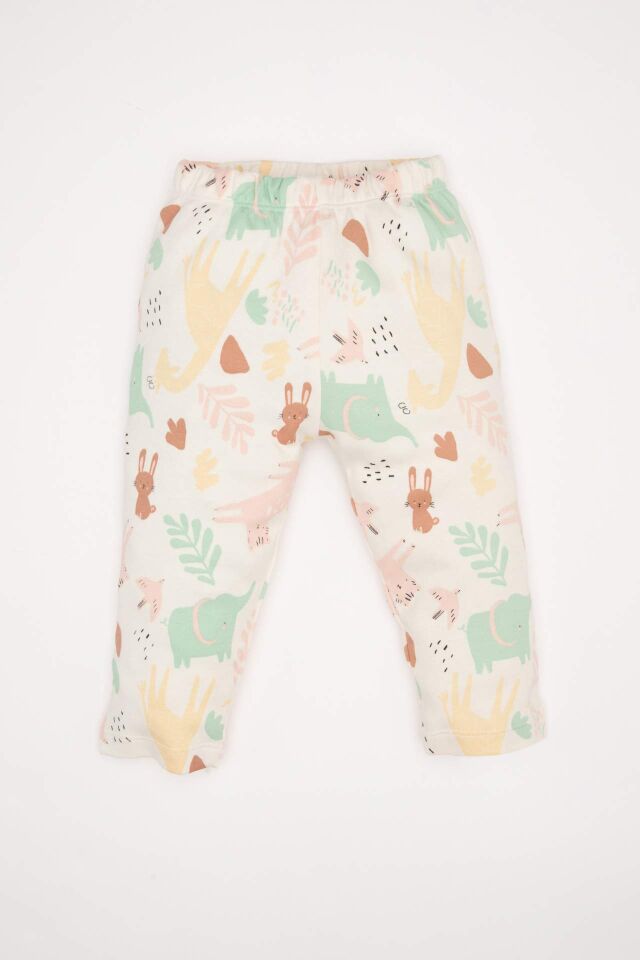 Kız Bebek Pijama Takımı Safari Baskılı Uzun Kollu Üst Beli Lastikli Alt