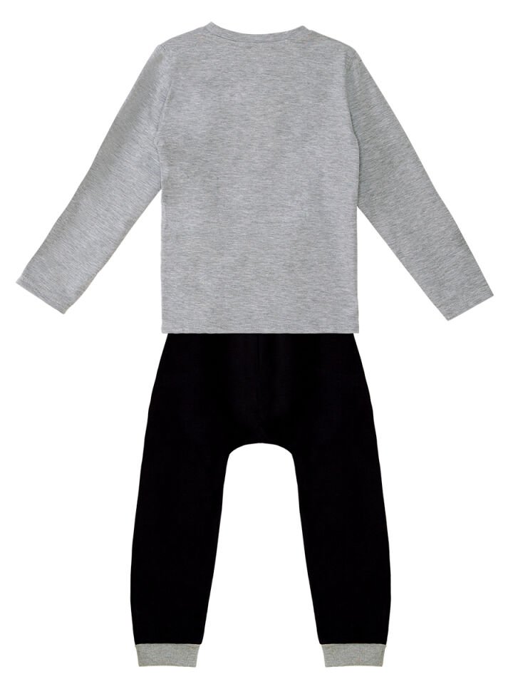 Xo Ponçik Erkek Çocuk T-shirt Pantolon Takım 4 Y - Gri Siyah