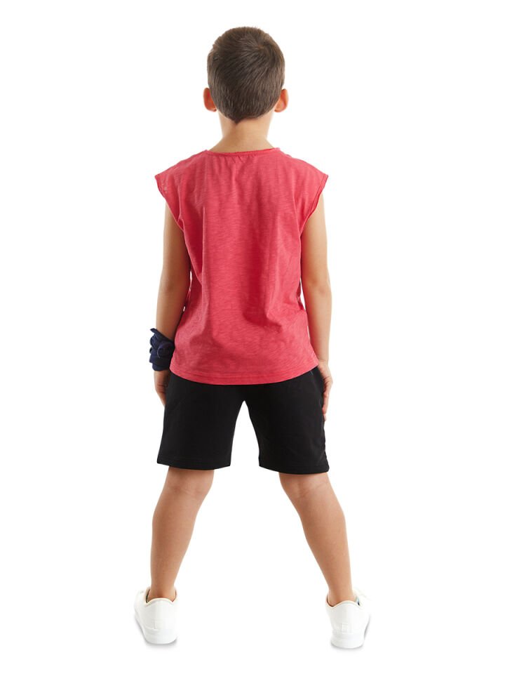Dinosaur Expert Erkek Çocuk T-shirt Şort Takım 10 Y - Kırmızı, Siyah