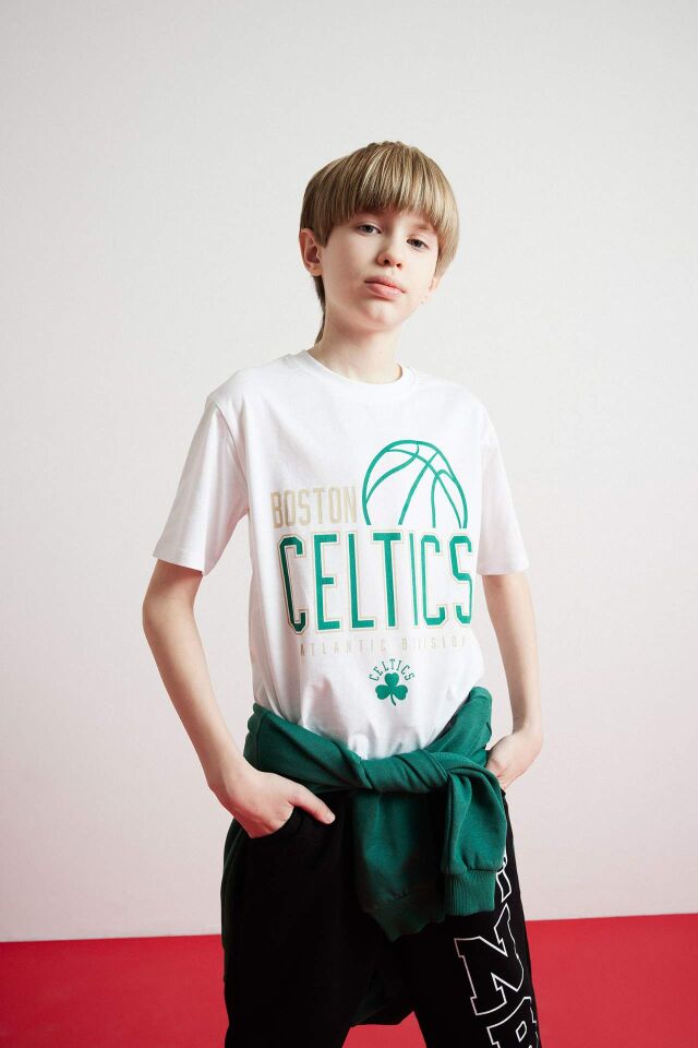 Erkek Çocuk NBA Boston Celtics Bisiklet Yaka Kısa Kollu Tişört