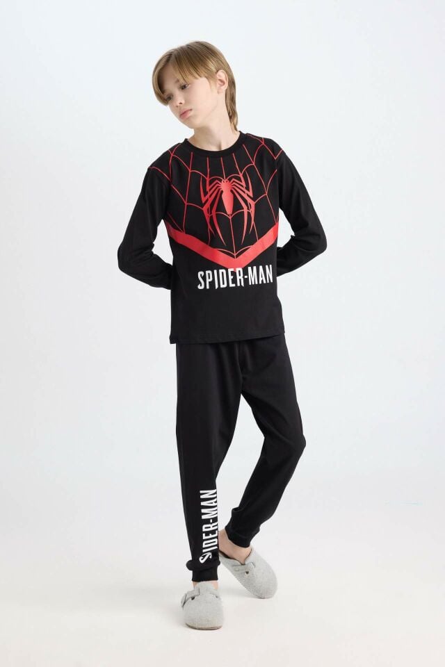 Erkek Çocuk Pijama Takımı Marvel Spiderman Uzun Kollu Üst Uzun Alt