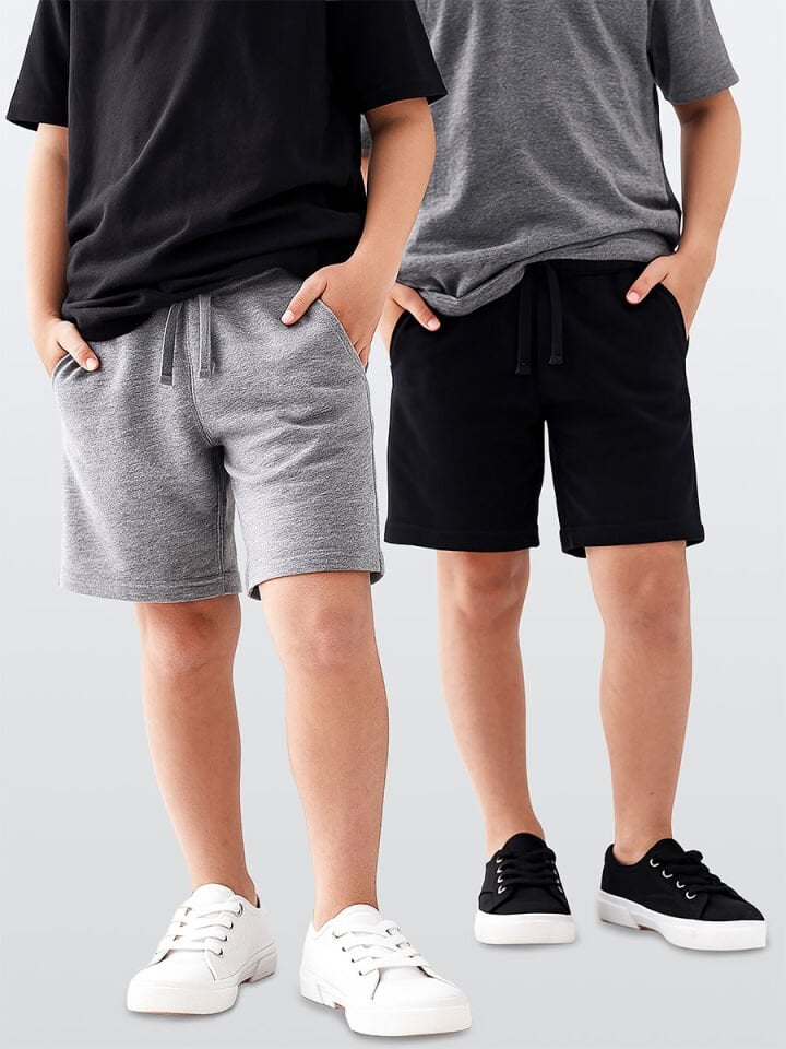 Siyah Gri Erkek Çocuk 2'li Şort Takım