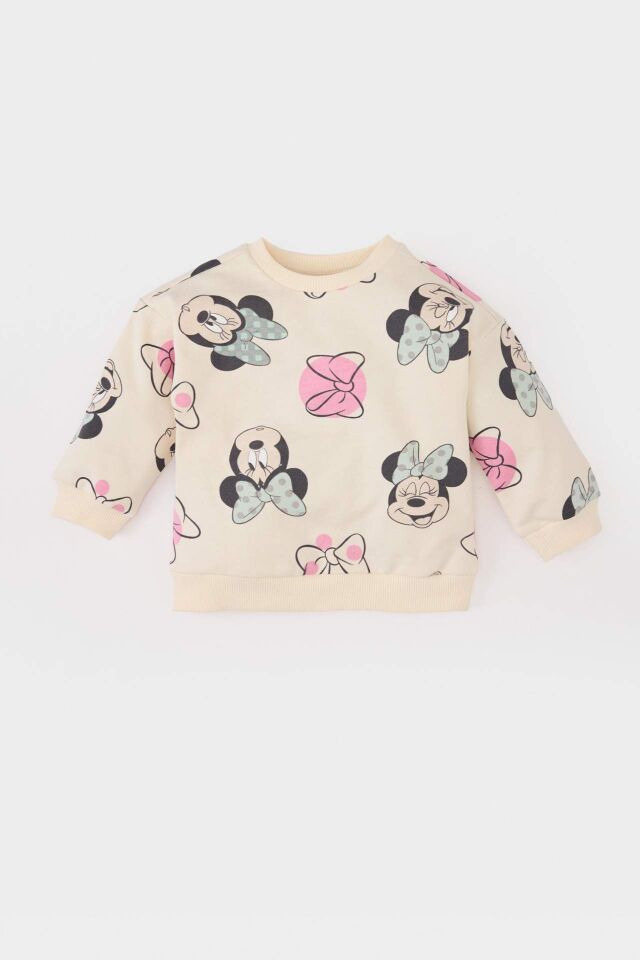 Kız Bebek Disney Mickey & Minnie Bisiklet Yaka Sweatshirt