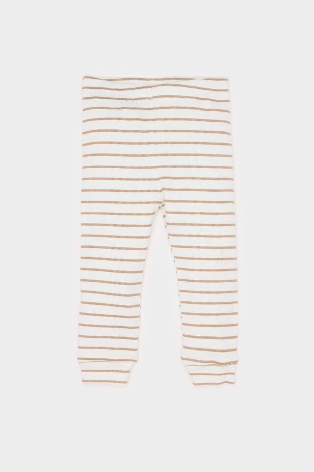 Erkek Bebek 2'li Takım Çizgili Fitilli Kaşkorse Uzun Kollu Çıtçıtlı Body Beli Lastikli Alt