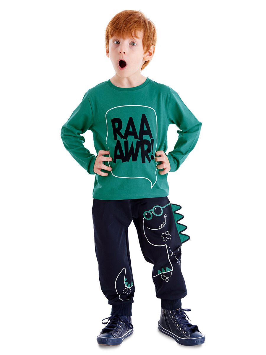 Tırtırlı Dino Erkek Çocuk T-shirt Pantolon Takım