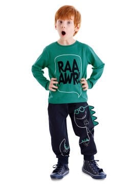 Tırtırlı Dino Erkek Çocuk T-shirt Pantolon Takım