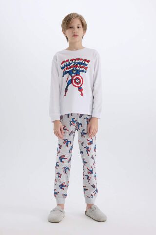 Erkek Çocuk Pijama Takımı Marvel Comics Bisiklet Yaka Uzun Kollu Üst Uzun Alt