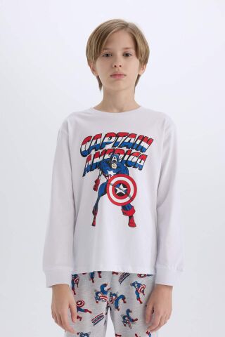 Erkek Çocuk Pijama Takımı Marvel Comics Bisiklet Yaka Uzun Kollu Üst Uzun Alt