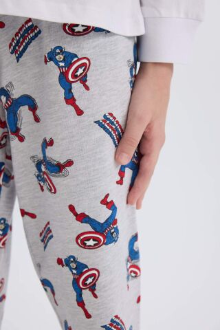 Erkek Çocuk Pijama Takımı Marvel Comics Bisiklet Yaka Uzun Kollu Üst Uzun Alt