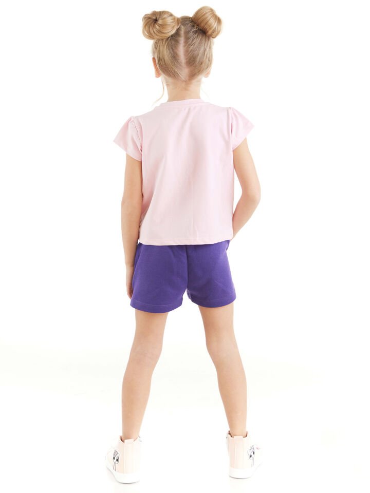 Ayıcık Kız Çocuk T-shirt Şort Takım 4 Y - Pembe, Mor