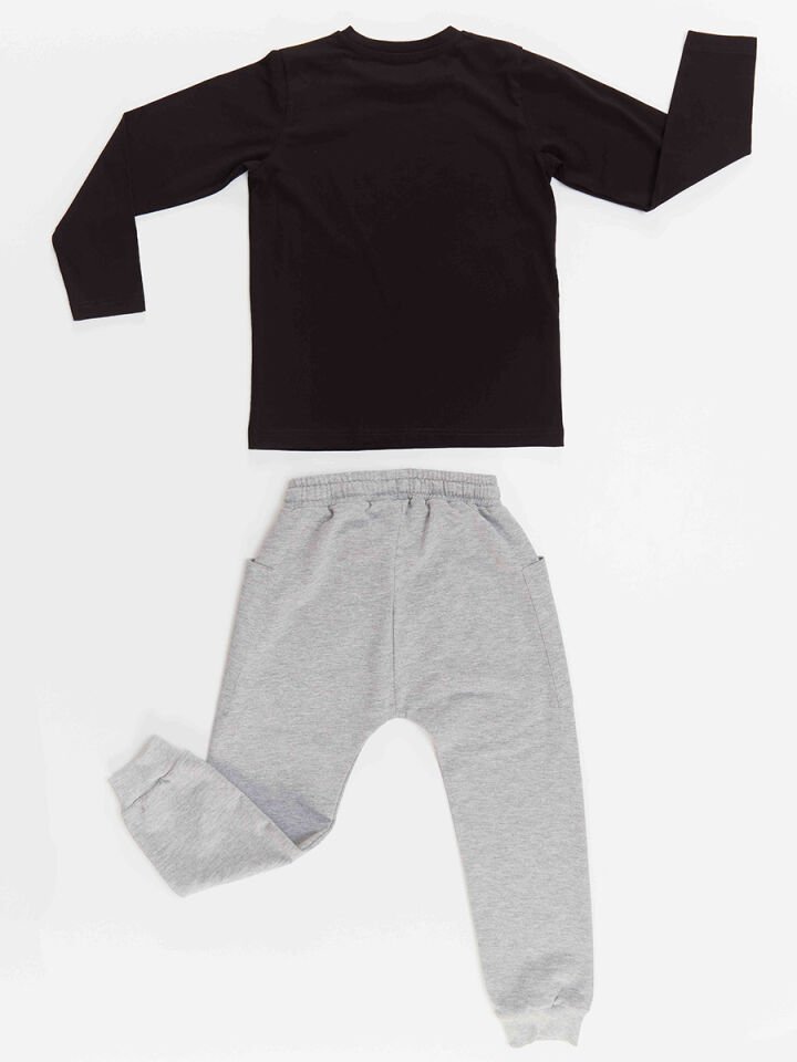 Zap Roket Erkek Çocuk T-shirt Pantolon Takım 2 Y - Siyah, Gri