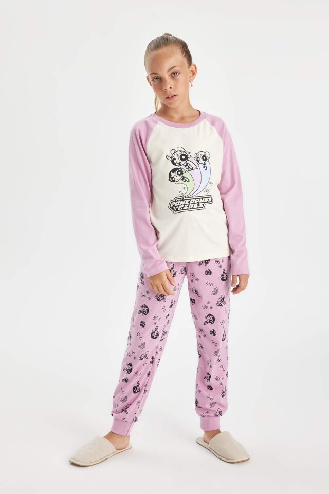 Kız Çocuk Pijama Takımı PowerPuff Girls Uzun Kollu Üst Uzun Alt