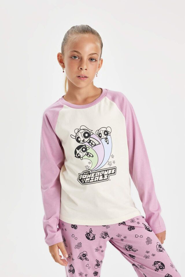 Kız Çocuk Pijama Takımı PowerPuff Girls Uzun Kollu Üst Uzun Alt