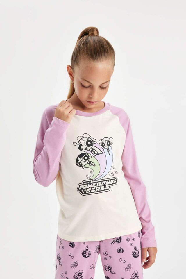 Kız Çocuk Pijama Takımı PowerPuff Girls Uzun Kollu Üst Uzun Alt
