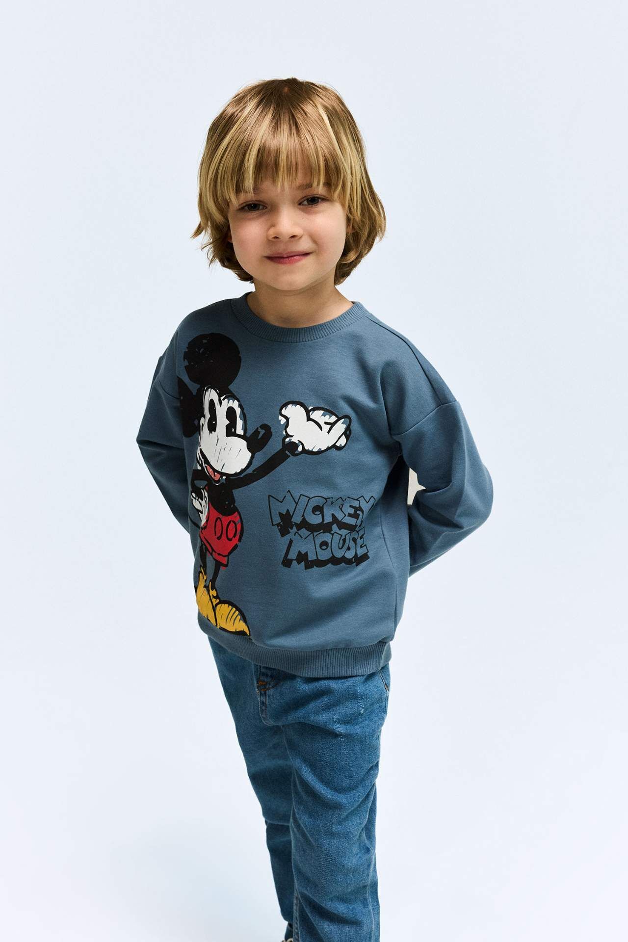 Erkek Bebek Disney Mickey & Minnie Bisiklet Yaka Sweatshirt