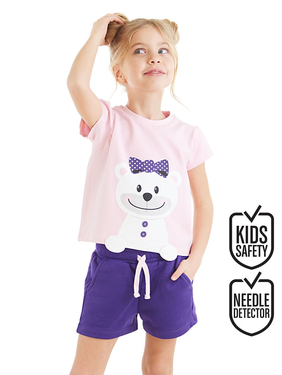 Ayıcık Kız Çocuk T-shirt Şort Takım 6 Y - Pembe, Mor