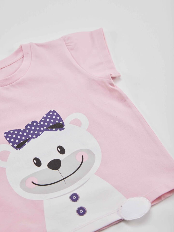 Ayıcık Kız Çocuk T-shirt Şort Takım 6 Y - Pembe, Mor