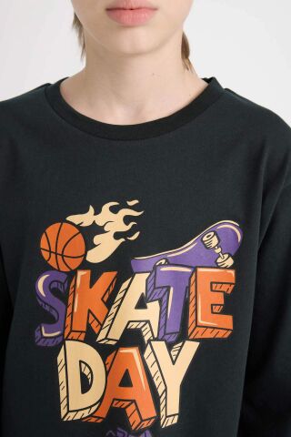 Erkek Çocuk Pijama Takım Baskılı Uzun Kollu Üst Beli Lastikli Desenli Uzun Alt