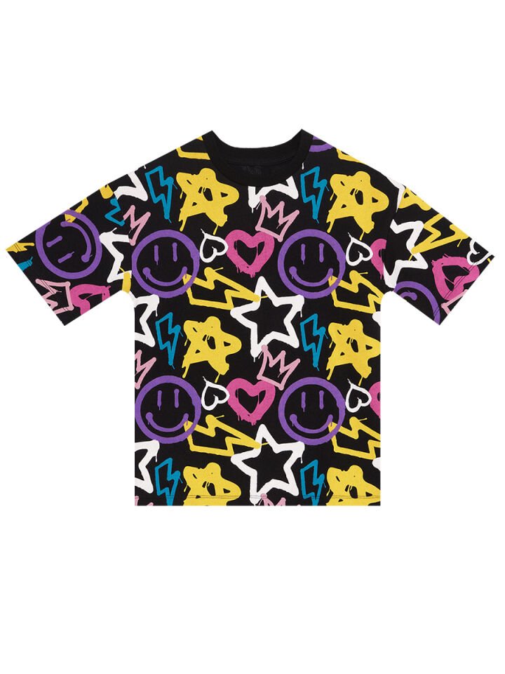 Street Style Kız Çocuk T-shirt Şort Takım 8 Y - Siyah