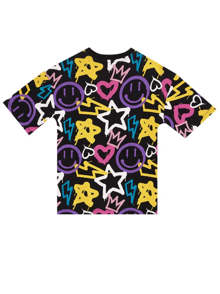 Street Style Kız Çocuk T-shirt Şort Takım 8 Y - Siyah
