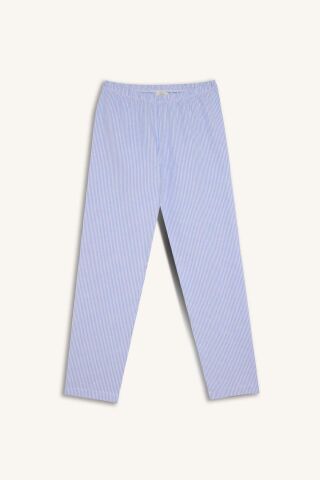Erkek Çocuk Pijama Takımı Dokuma Bisiklet Yaka Uzun Kollu Üst Çizgili Alt