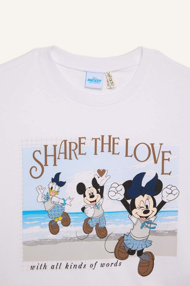 Kız Çocuk Disney Mickey Mouse &Friends Relax Fit Bisiklet Yaka Kısa Kollu Tişört