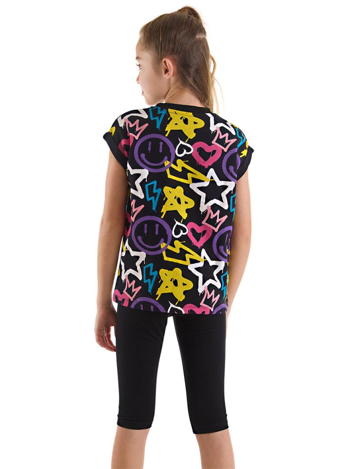 Street Style Kız Çocuk T-Shirt Tayt Takım 10 Y - Siyah