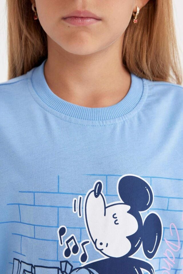 Kız Çocuk Disney Mickey & Minnie Relax Fit Bisiklet Yaka Kısa Kollu Tişört