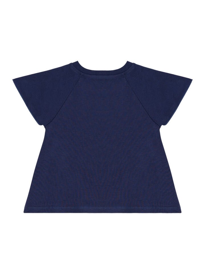 Çiçekli Kedi Kız Çocuk T-shirt Poplin Şort Takım 3 Y - Lacivert