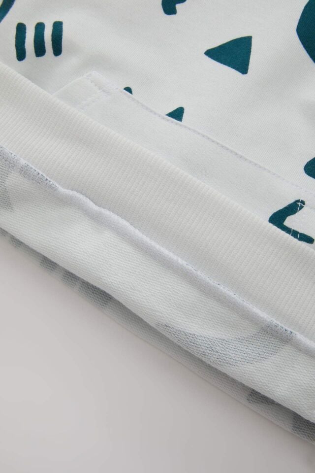 Erkek Bebek 2'li Takım Dinazor Desenli Bisiklet Yaka Sweatshirt Üst Beli Lastikli Jogger Eşofman Altı