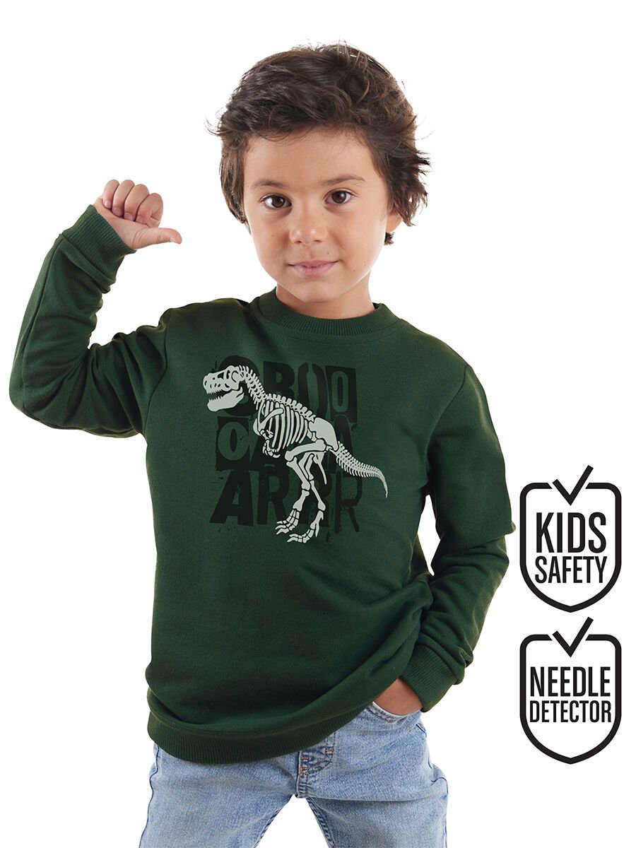 Roarr Dino Erkek Çocuk Haki Sweatshirt