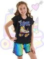 Unicorn Paten Kız Çocuk T-shirt Şort Takım