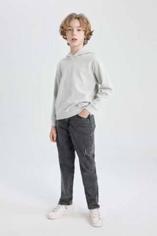 Erkek Çocuk Kapüşonlu Dokuma Etiketli Sweatshirt