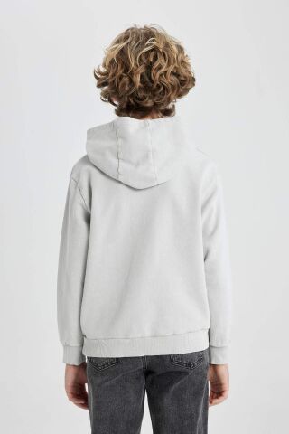 Erkek Çocuk Kapüşonlu Dokuma Etiketli Sweatshirt