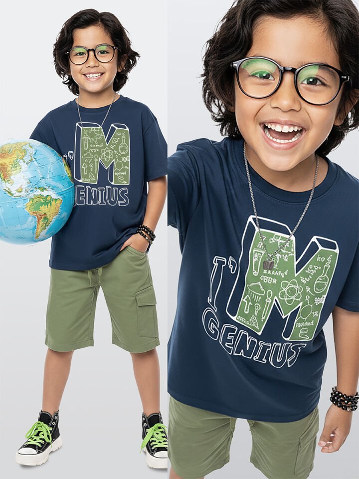 Genius Erkek Çocuk T-shirt Şort Takım 4Y - Lacivert