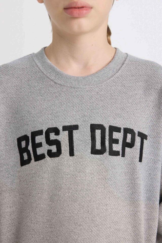Erkek Çocuk  2'li Takım Bisiklet Yaka Baskılı Sweatshirt Eşofman Altı