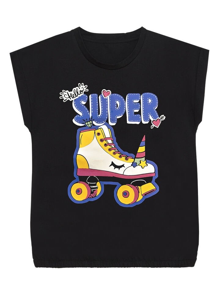 Unicorn Paten Kız Çocuk T-shirt Şort Takım 7 Y - Siyah