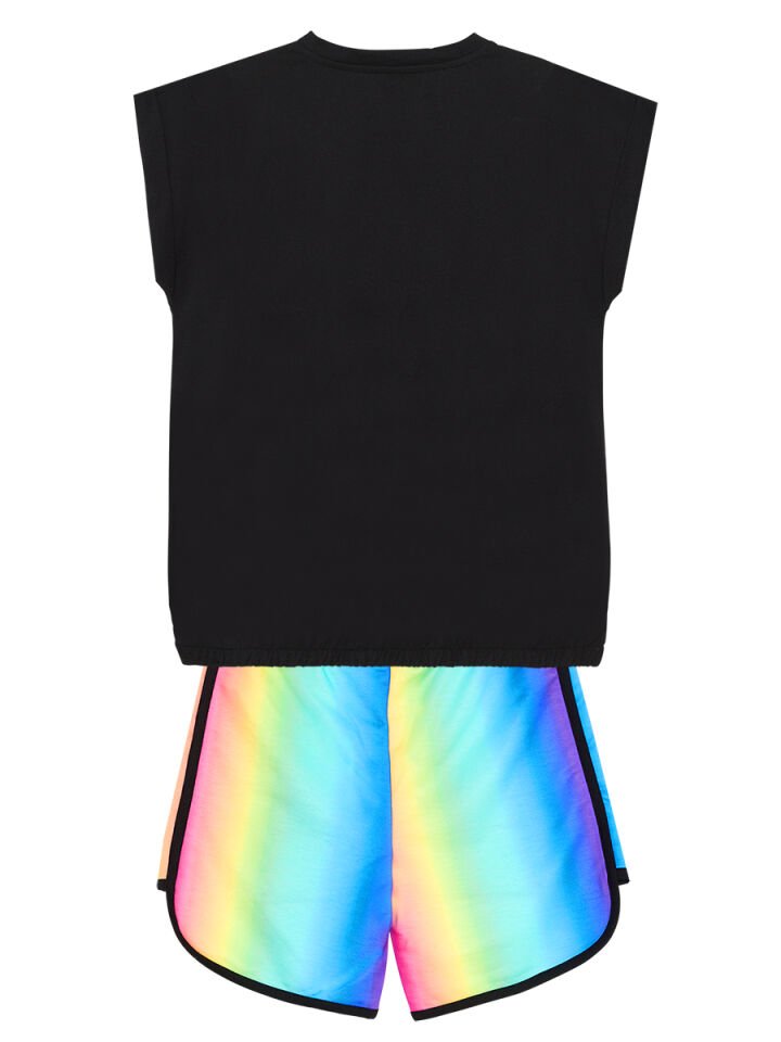 Unicorn Paten Kız Çocuk T-shirt Şort Takım 8 Y - Siyah