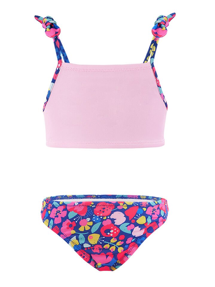 Çiçekli Kedi Kız Çocuk Bikini 6-7 Y - Pembe, Lacivert