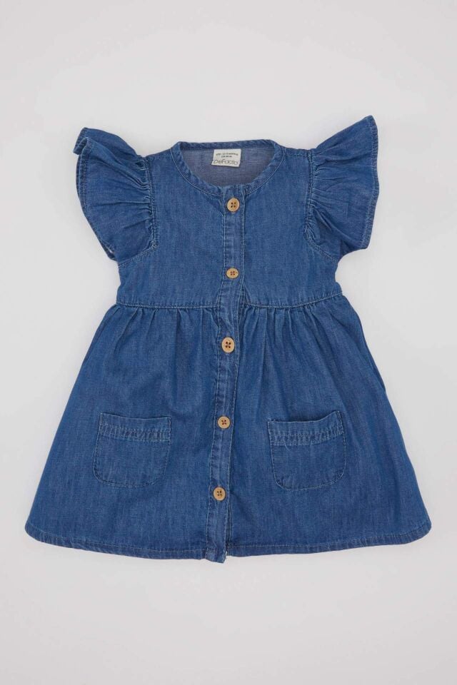 Kız Bebek Kolsuz Jean Elbise