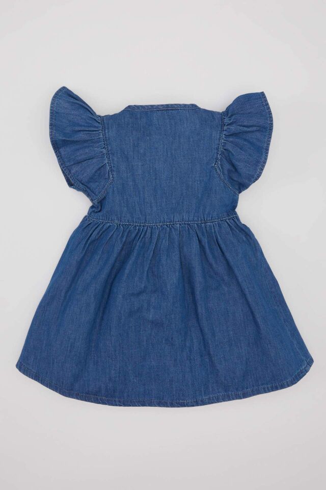 Kız Bebek Kolsuz Jean Elbise