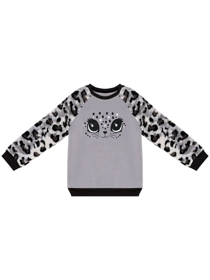 Leopar Peluş Kız Çocuk Sweatshirt